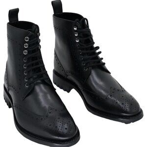 Anthony Veer James Grant Wingtip Boots Black Lug Sole US 7